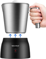 Secura Detachable Milk Frother, 17oz Electric Milk Steamer Stainless Steel, Automatic Hot/Cold Foam and Hot Chocolate Maker with Dishwasher Safe, 120V Pack of 2