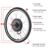 TheLAShop 48v 1000w 26 Inch Front/ Rear Electric Bicycle Motor Conversion Kit